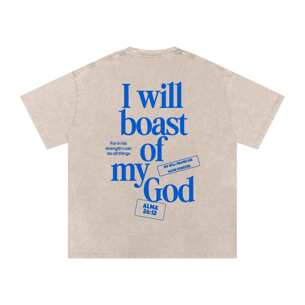"I Will Boast Of My God" Oversized Washed 100% Cotton Tee