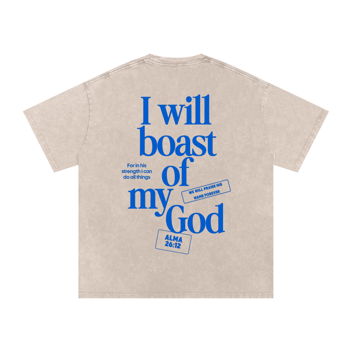 "I Will Boast Of My God" Oversized Washed 100% Cotton Tee