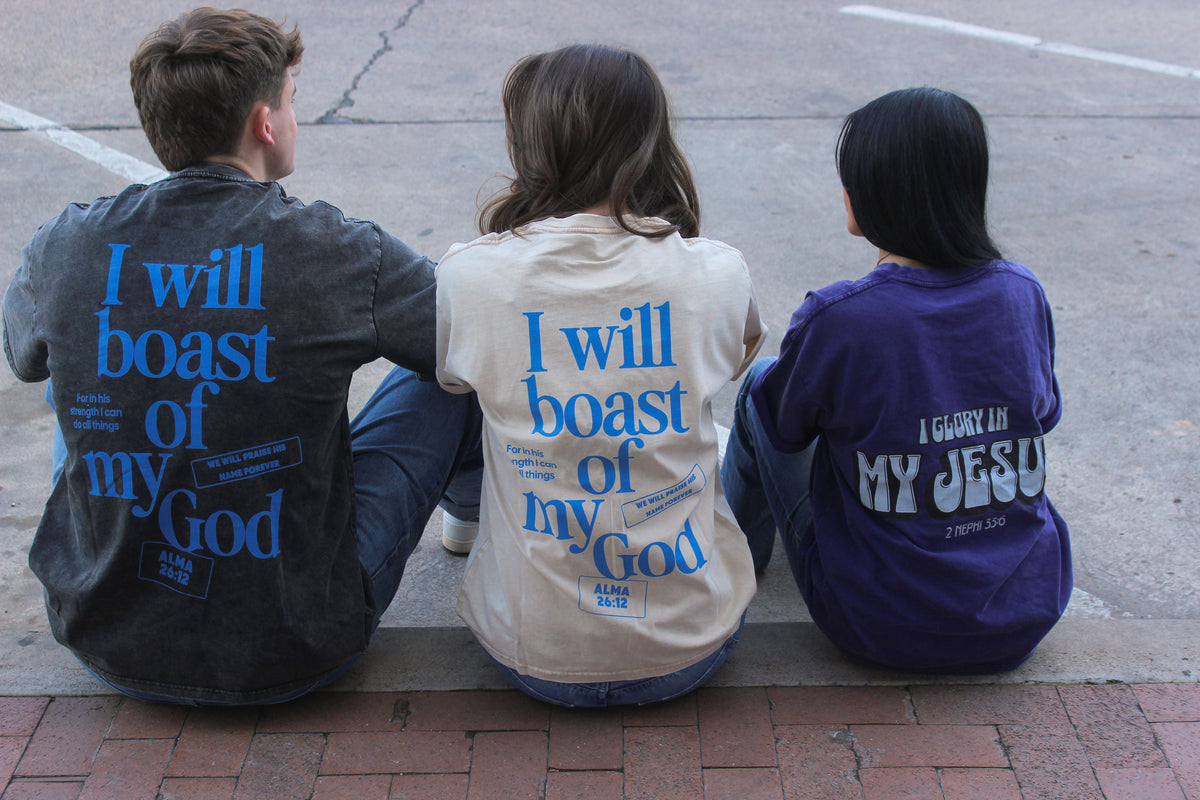 "I Will Boast Of My God" Oversized Washed 100% Cotton Tee