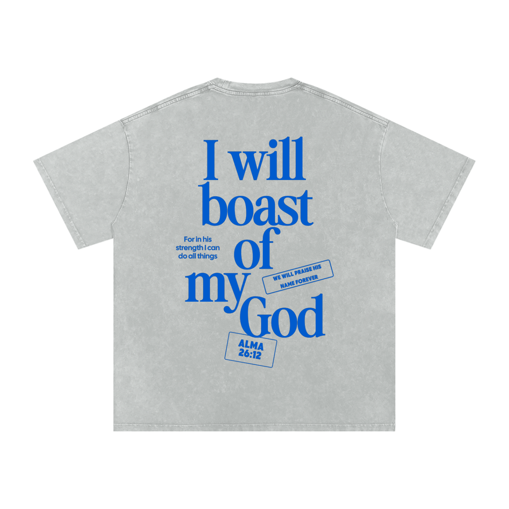 "I Will Boast Of My God" Oversized Washed 100% Cotton Tee