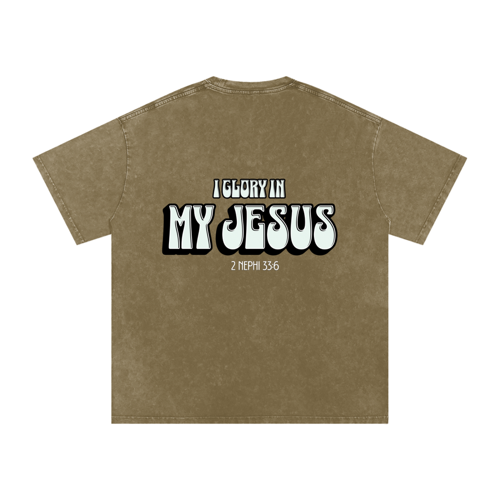 "I Glory In My Jesus" Oversized Washed 100% Cotton Tee
